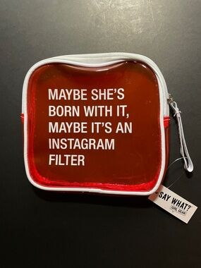 ⭐️NWT SAY WHAT? Red Transparent Whimsical Funny Coquette Wristlet Cosmetic Bag
